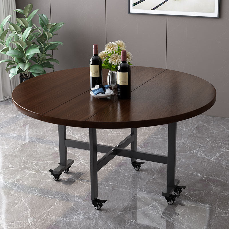 Modern Round Easy Folding Wooden Dining Table with Double Drop Leaf