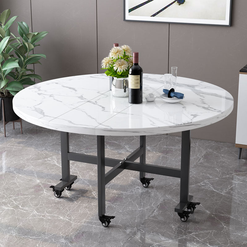 Modern Round Easy Folding Wooden Dining Table with Double Drop Leaf