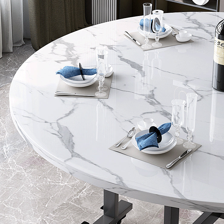 Modern Round Easy Folding Wooden Dining Table with Double Drop Leaf