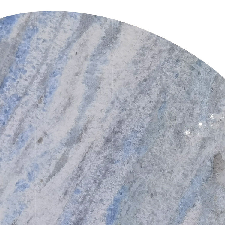 Contemporary Rectangle Blue Marble Dining Table with Double Pedestal