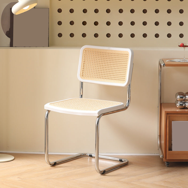 Contemporary Style Open Back Plastic Metal Base Dining Side Chair for Home