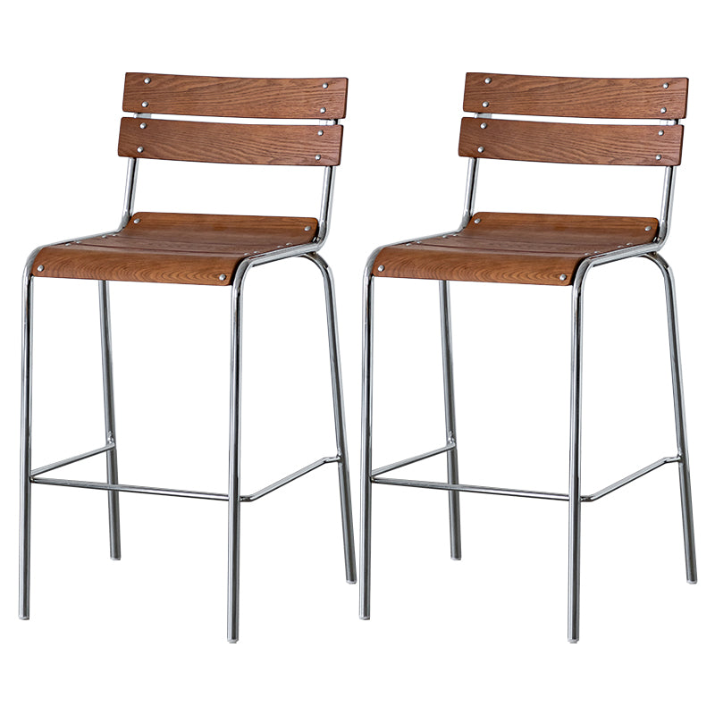 Contemporary Beech Solid Wood Armless Bar Stool with Footrest