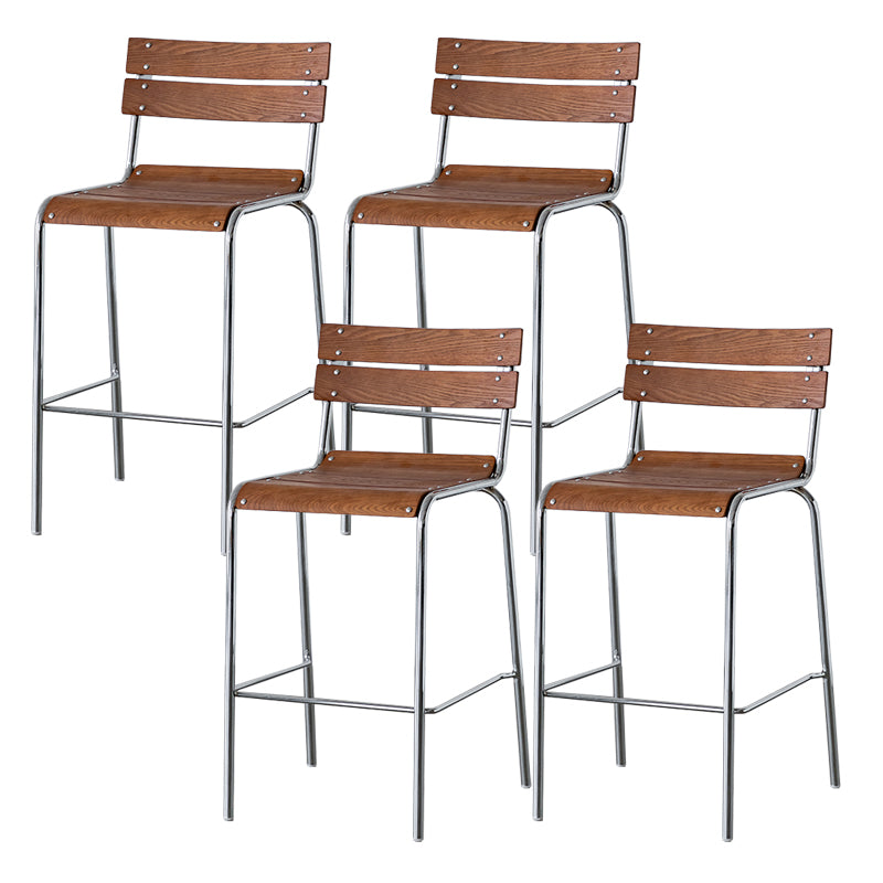 Contemporary Beech Solid Wood Armless Bar Stool with Footrest