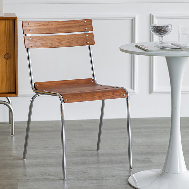 Contemporary Beech Solid Wood Armless Bar Stool with Footrest