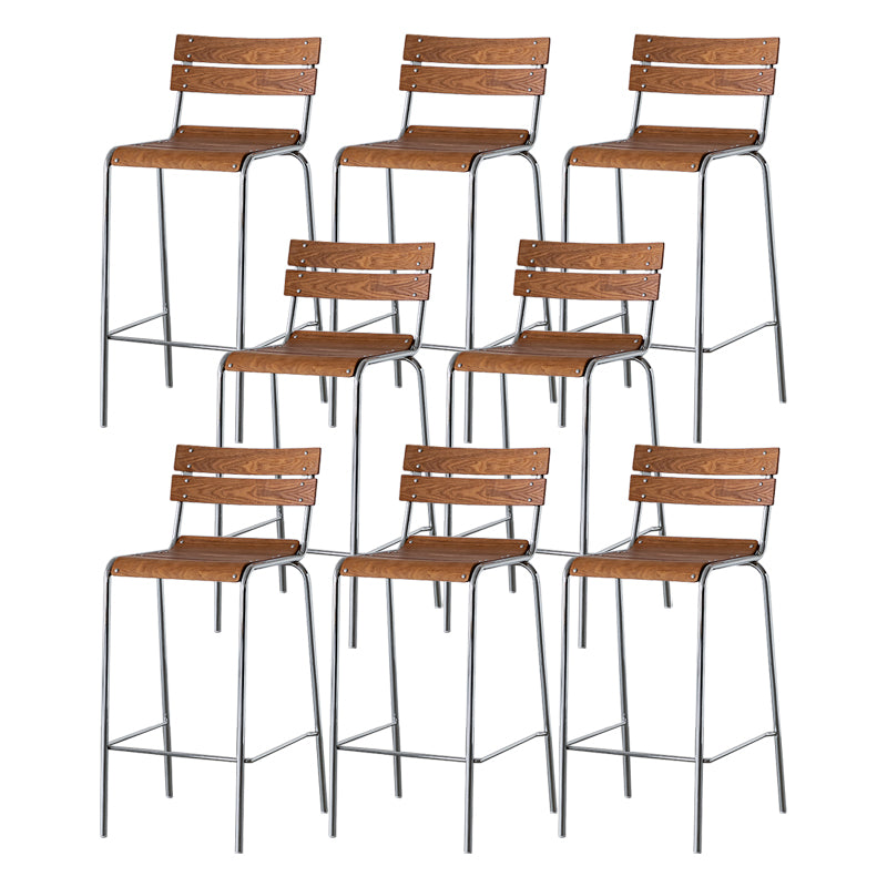 Contemporary Beech Solid Wood Armless Bar Stool with Footrest