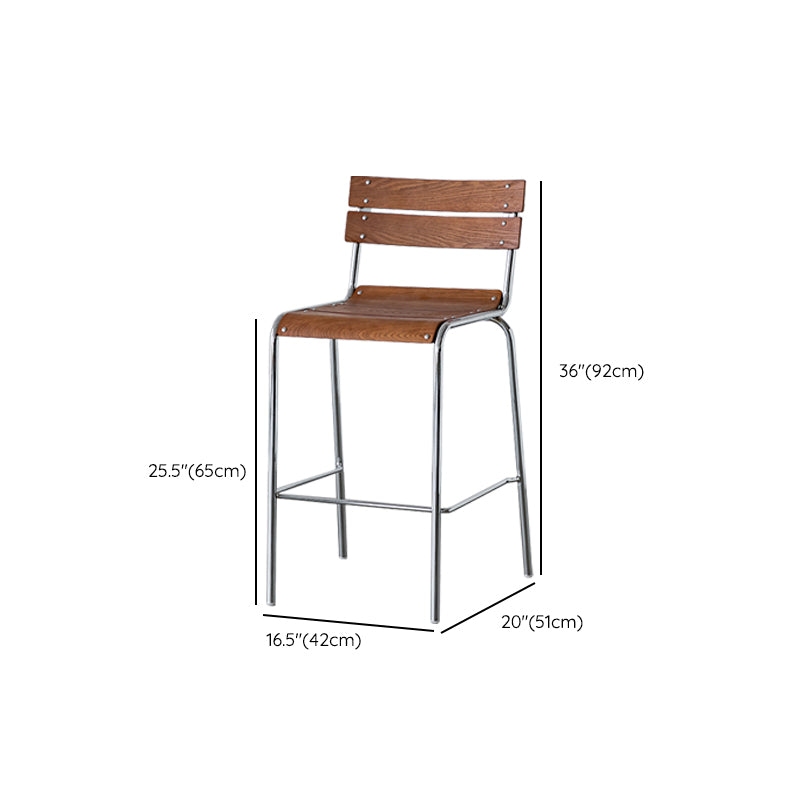 Contemporary Beech Solid Wood Armless Bar Stool with Footrest