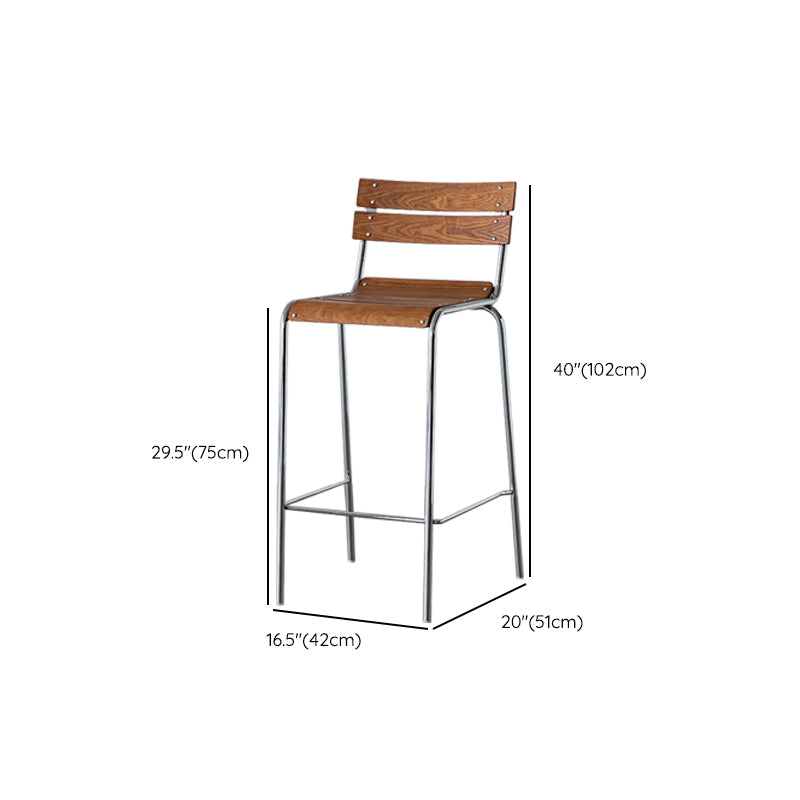 Contemporary Beech Solid Wood Armless Bar Stool with Footrest