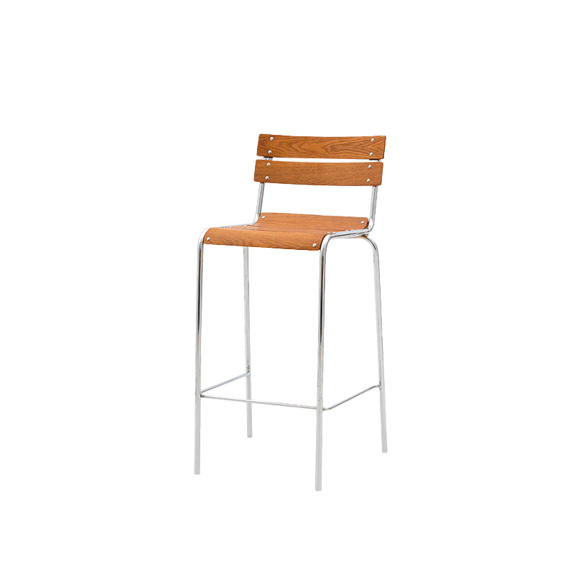 Contemporary Manufactured Wood Low Back Bar Stool with Footrest
