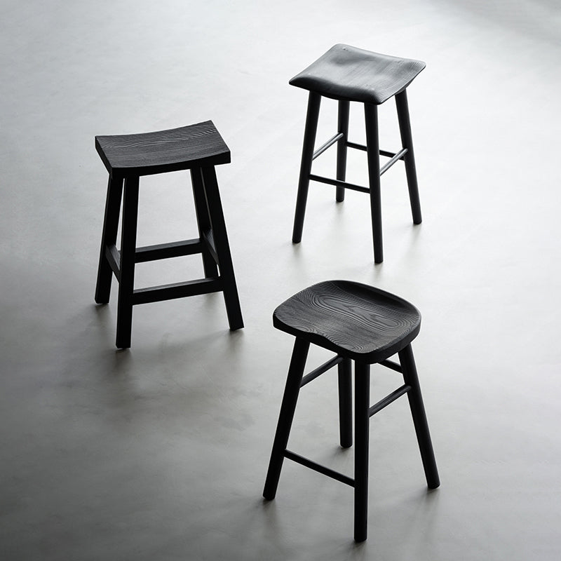 Contemporary Ash Solid Wood Backless Bar Stool with Footrest