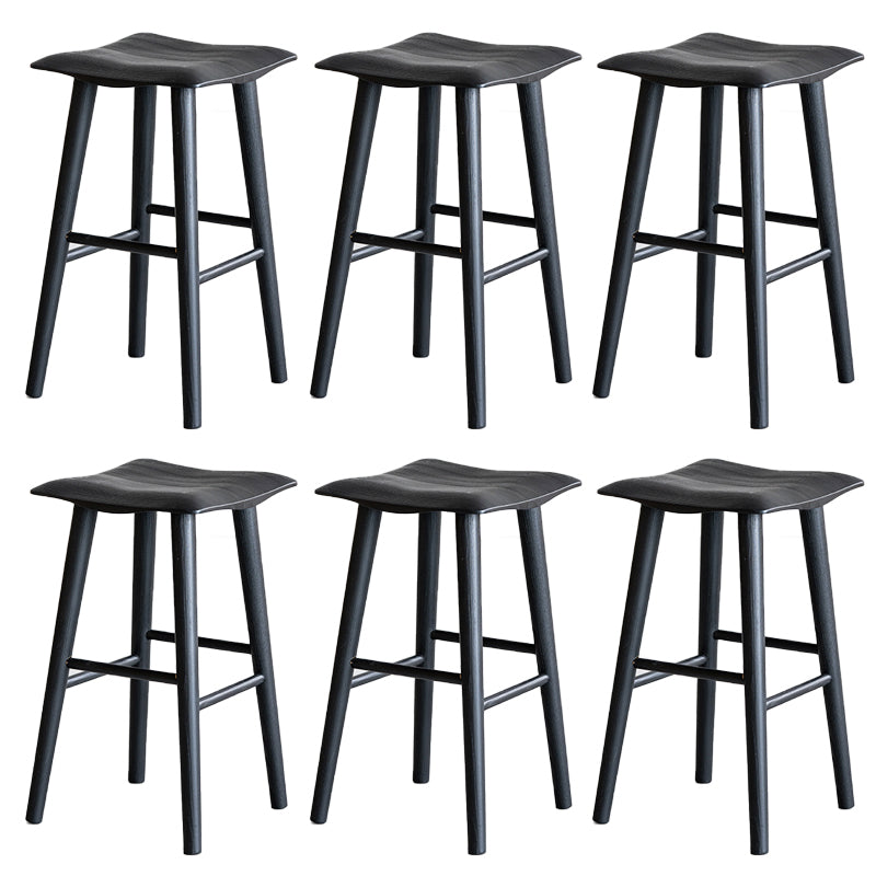 Contemporary Ash Solid Wood Backless Bar Stool with Footrest