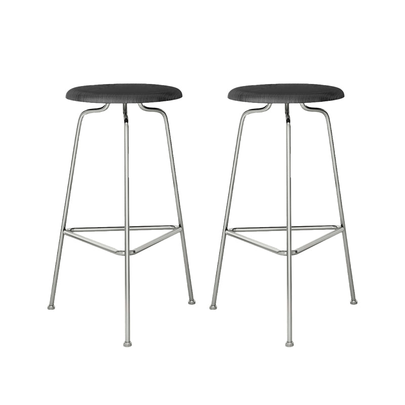 Contemporary Armless Round Backless Bar Stool with Metal Base