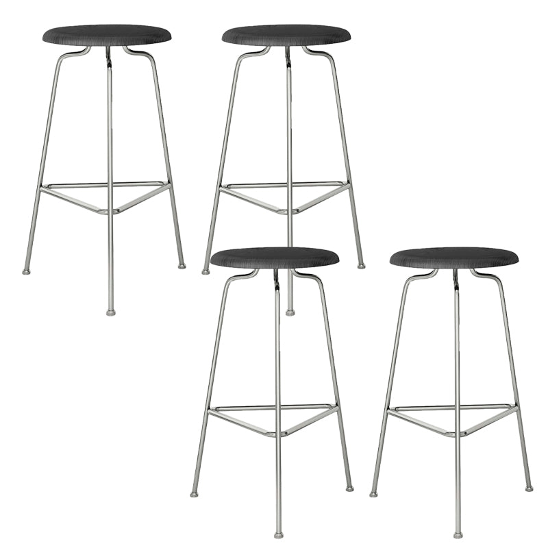 Contemporary Armless Round Backless Bar Stool with Metal Base