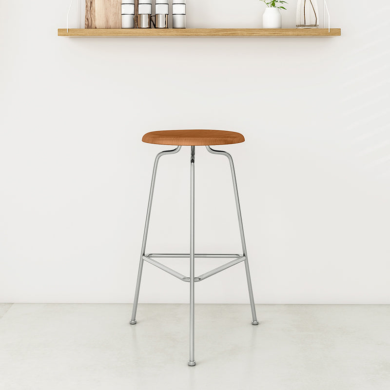 Contemporary Armless Round Backless Bar Stool with Metal Base
