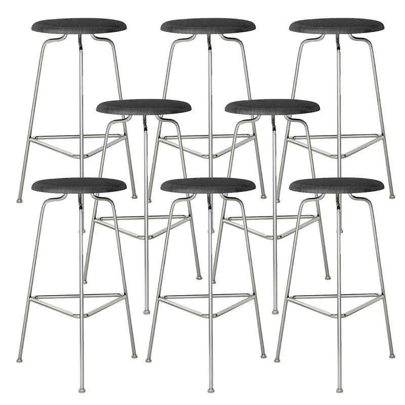 Contemporary Armless Round Backless Bar Stool with Metal Base