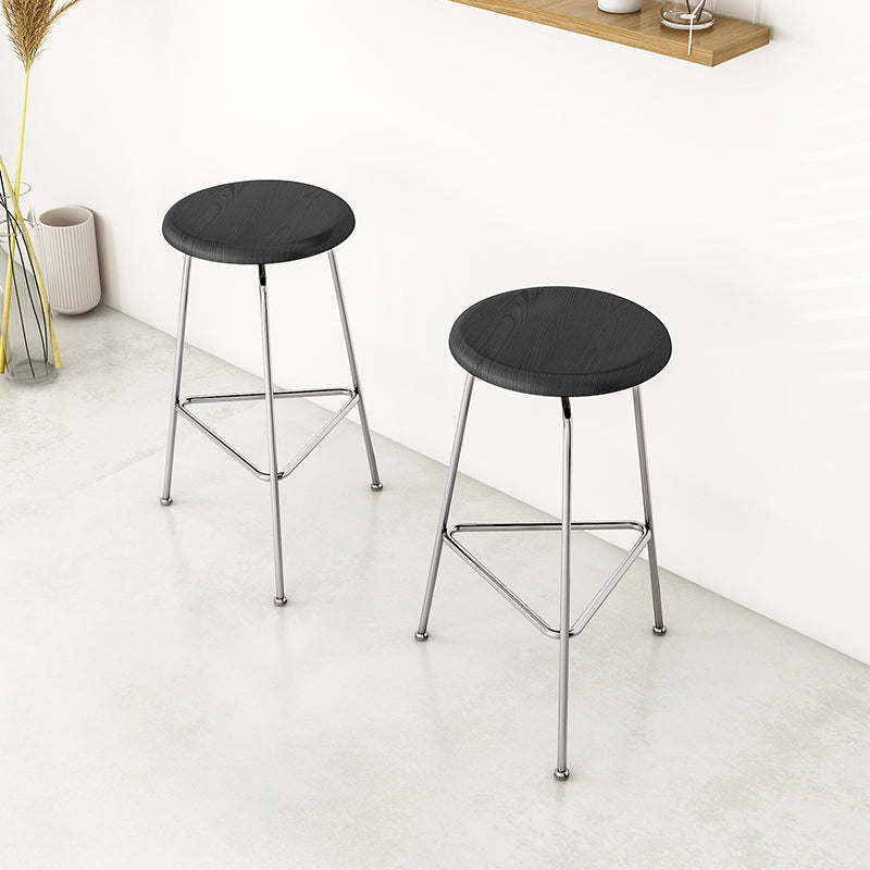 Contemporary Armless Round Backless Bar Stool with Metal Base