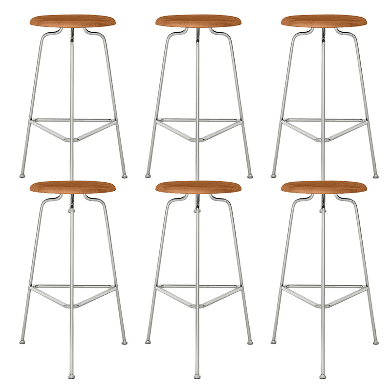 Contemporary Armless Round Backless Bar Stool with Metal Base
