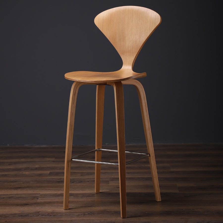 Contemporary Contoured Seat Low Back Bar Stools with Footrest