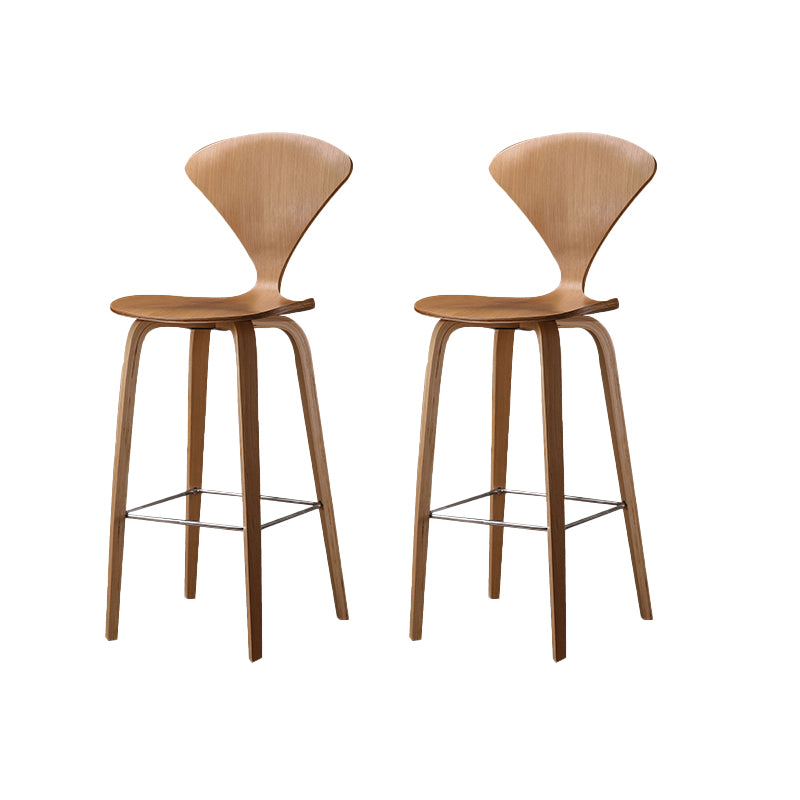 Contemporary Contoured Seat Low Back Bar Stools with Footrest