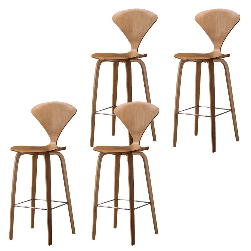 Contemporary Contoured Seat Low Back Bar Stools with Footrest