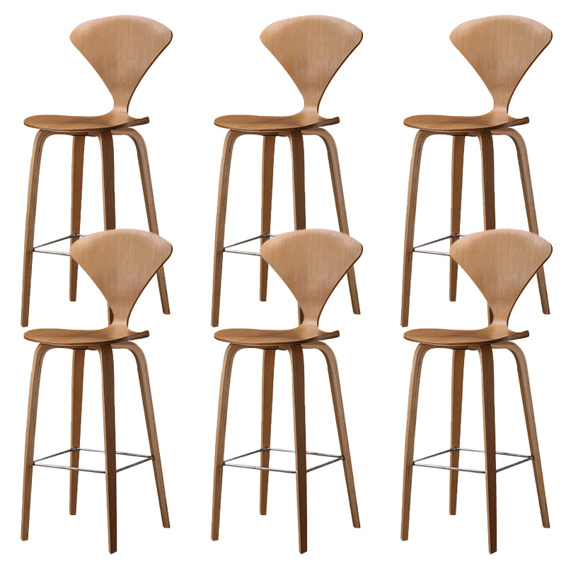 Contemporary Contoured Seat Low Back Bar Stools with Footrest