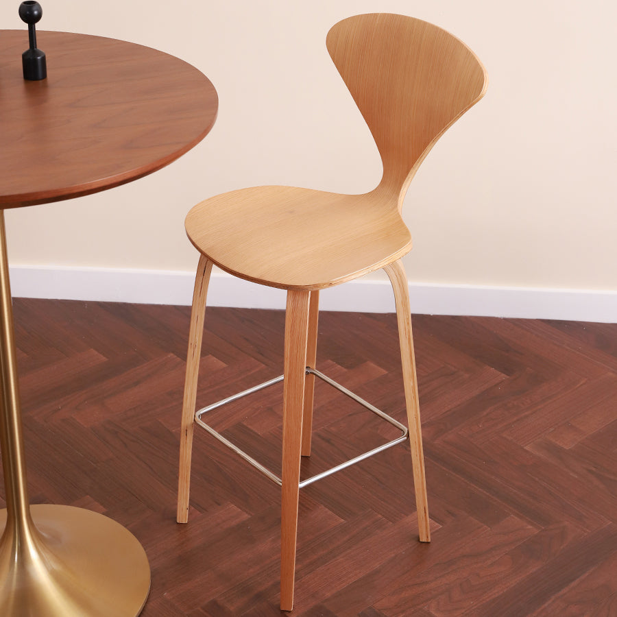 Contemporary Contoured Seat Low Back Bar Stools with Footrest