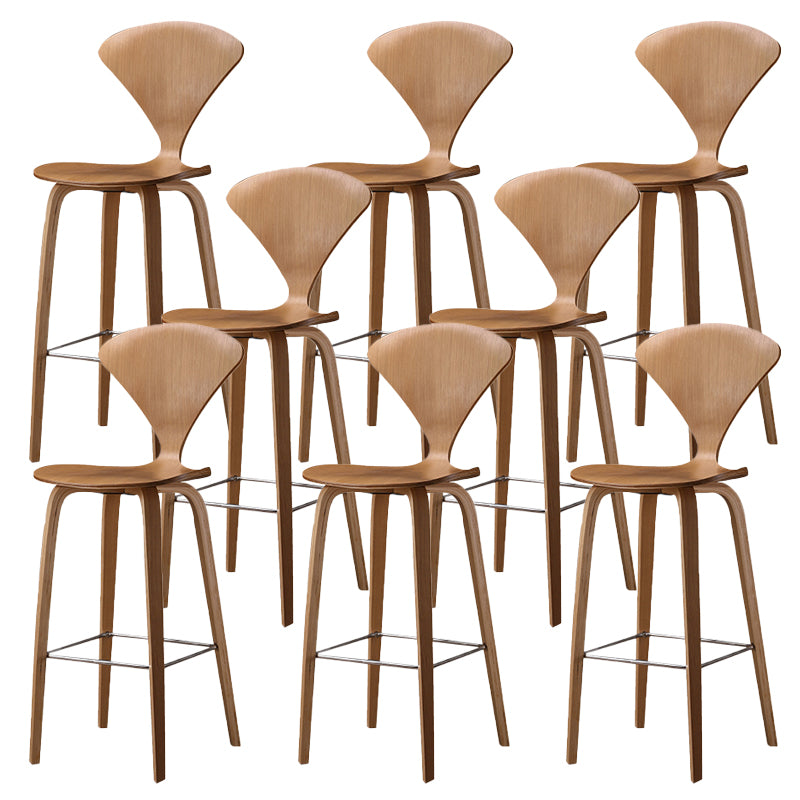 Contemporary Contoured Seat Low Back Bar Stools with Footrest