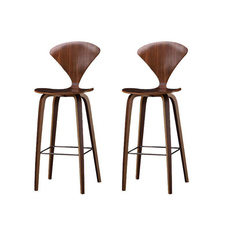 Contemporary Contoured Seat Low Back Bar Stools with Footrest