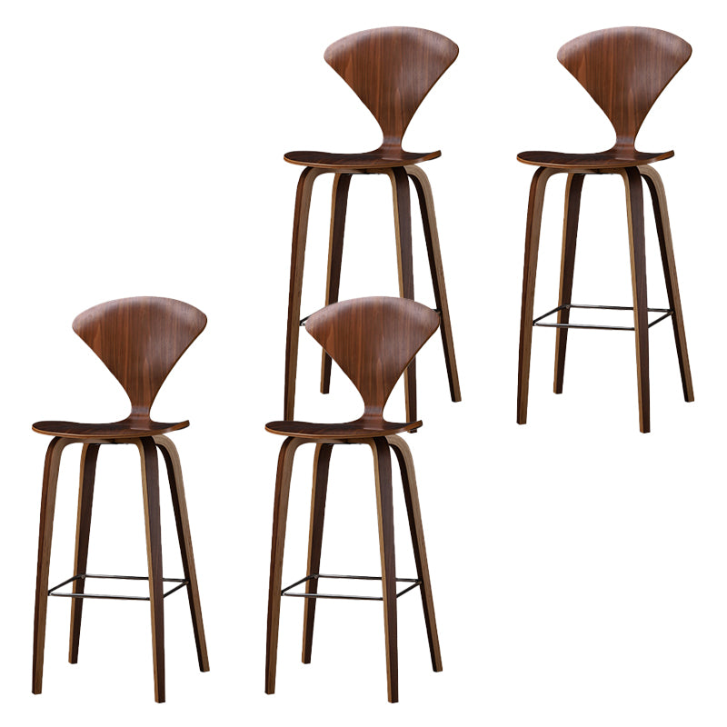 Contemporary Contoured Seat Low Back Bar Stools with Footrest
