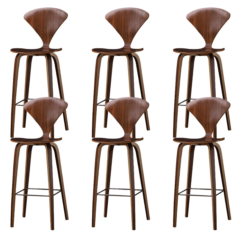 Contemporary Contoured Seat Low Back Bar Stools with Footrest