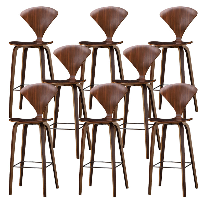 Contemporary Contoured Seat Low Back Bar Stools with Footrest
