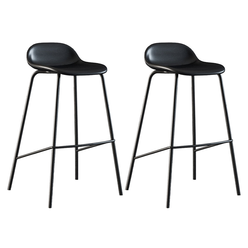 Contemporary Faux Leather Bucket Bar Stools with Black Metal Base