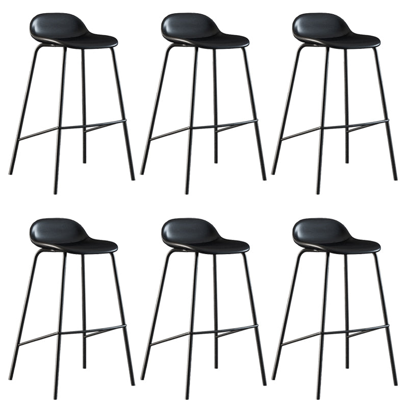 Contemporary Faux Leather Bucket Bar Stools with Black Metal Base