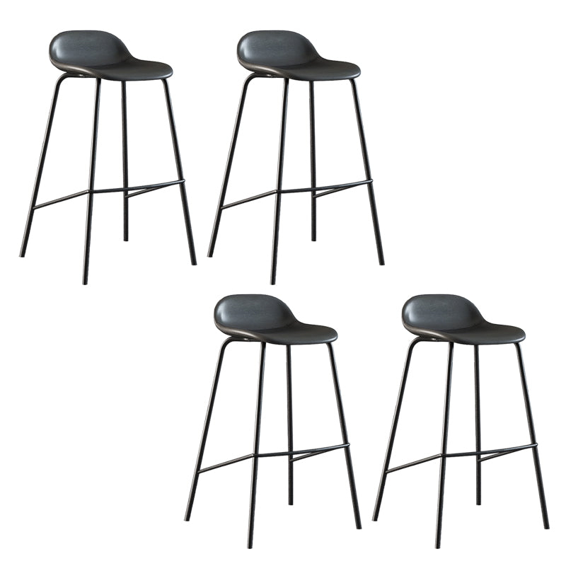Contemporary Faux Leather Bucket Bar Stools with Black Metal Base