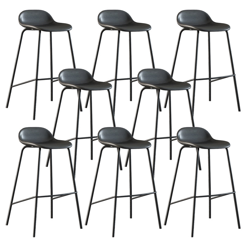 Contemporary Faux Leather Bucket Bar Stools with Black Metal Base