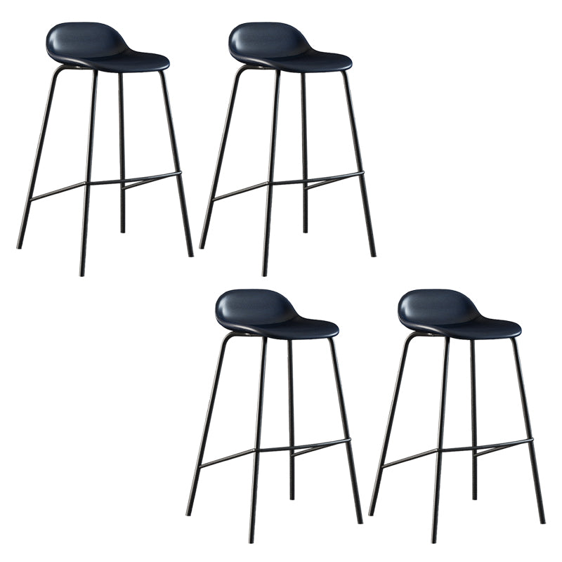 Contemporary Faux Leather Bucket Bar Stools with Black Metal Base