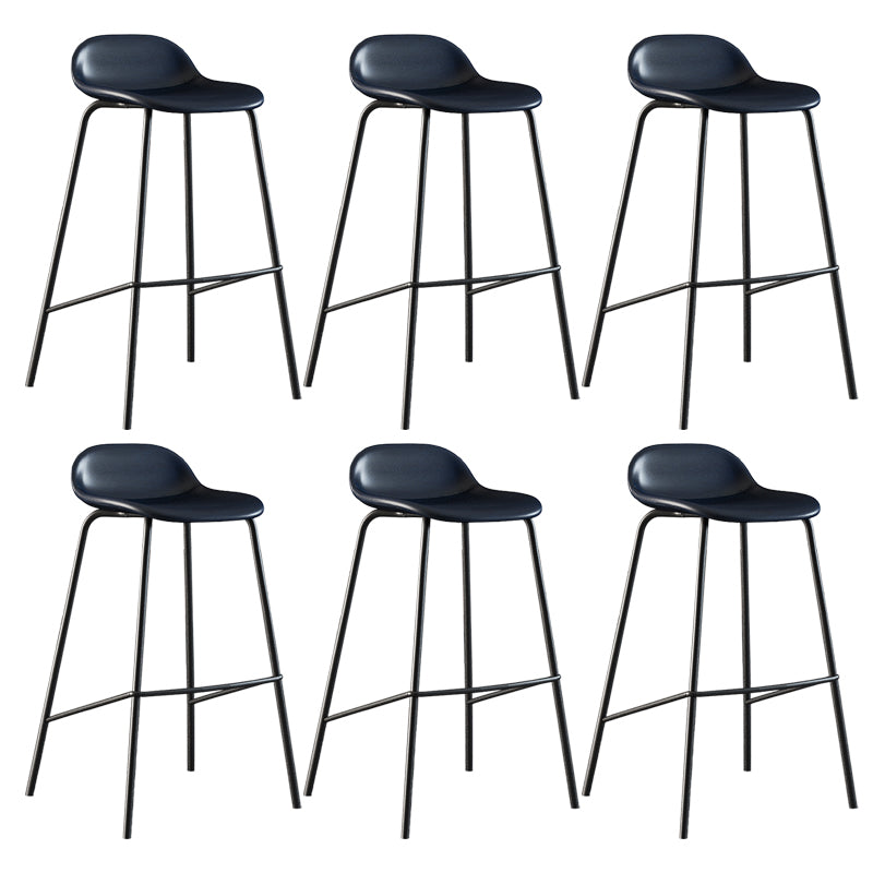 Contemporary Faux Leather Bucket Bar Stools with Black Metal Base