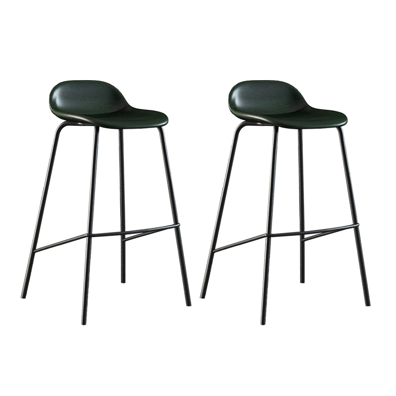 Contemporary Faux Leather Bucket Bar Stools with Black Metal Base