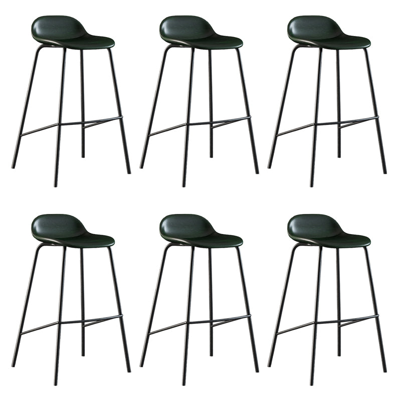 Contemporary Faux Leather Bucket Bar Stools with Black Metal Base