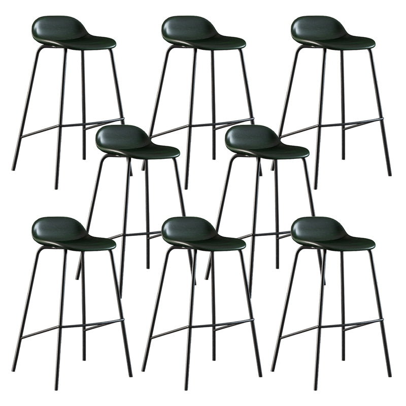 Contemporary Faux Leather Bucket Bar Stools with Black Metal Base