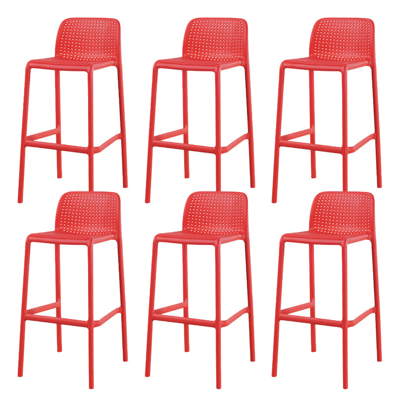 Contemporary Low Back Plastic Armless Bar Stool with Footrest