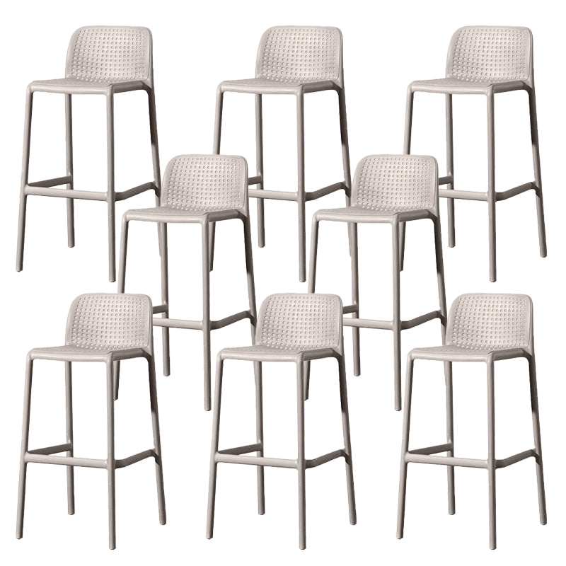 Contemporary Low Back Plastic Armless Bar Stool with Footrest