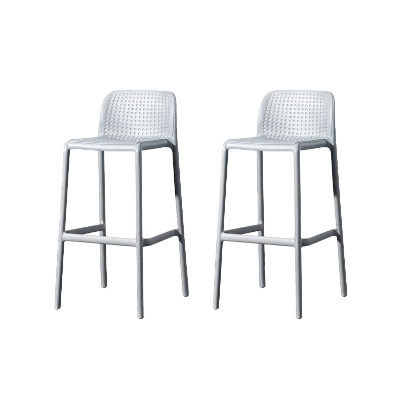 Contemporary Low Back Plastic Armless Bar Stool with Footrest