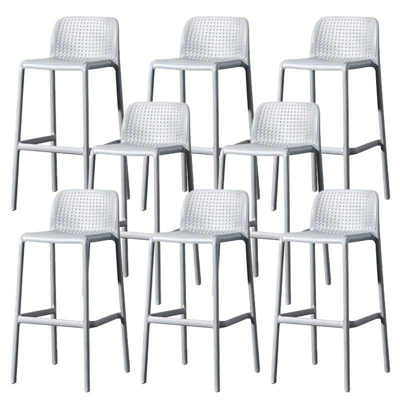Contemporary Low Back Plastic Armless Bar Stool with Footrest