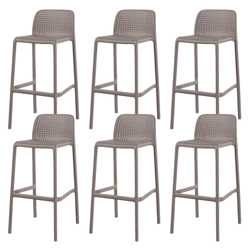 Contemporary Low Back Plastic Armless Bar Stool with Footrest