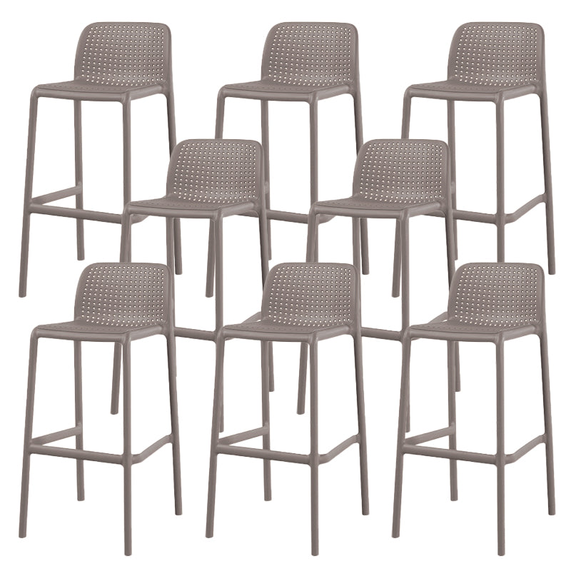 Contemporary Low Back Plastic Armless Bar Stool with Footrest
