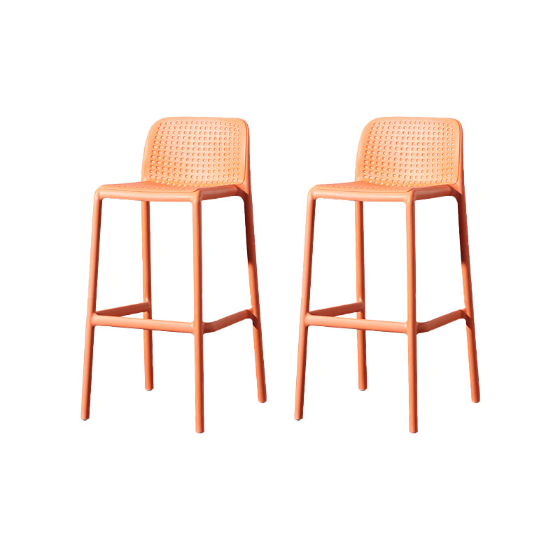 Contemporary Low Back Plastic Armless Bar Stool with Footrest