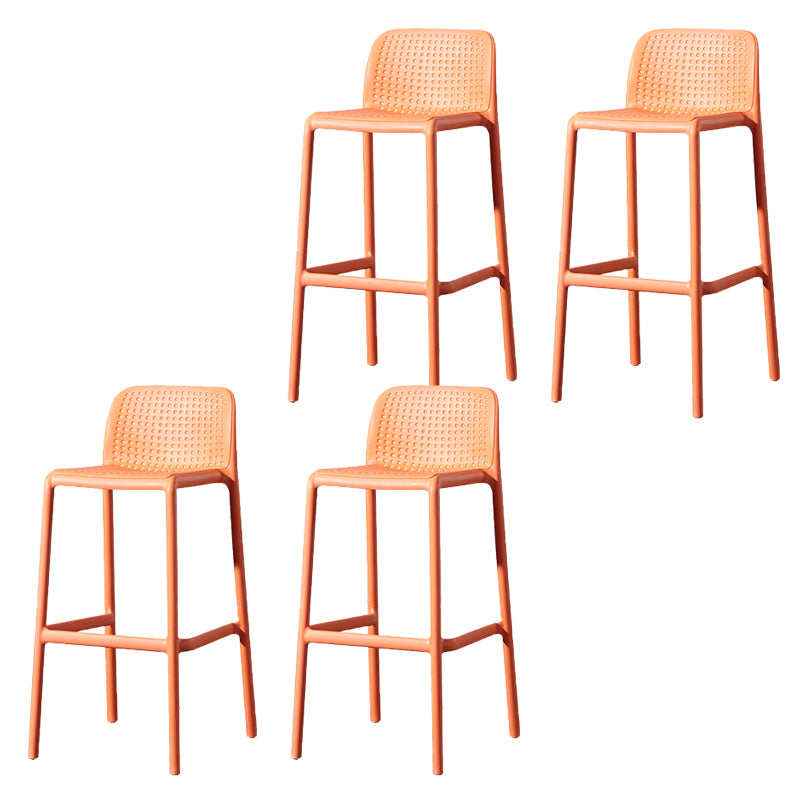 Contemporary Low Back Plastic Armless Bar Stool with Footrest