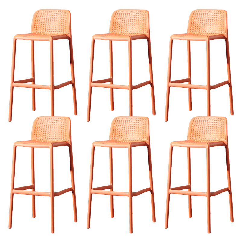Contemporary Low Back Plastic Armless Bar Stool with Footrest