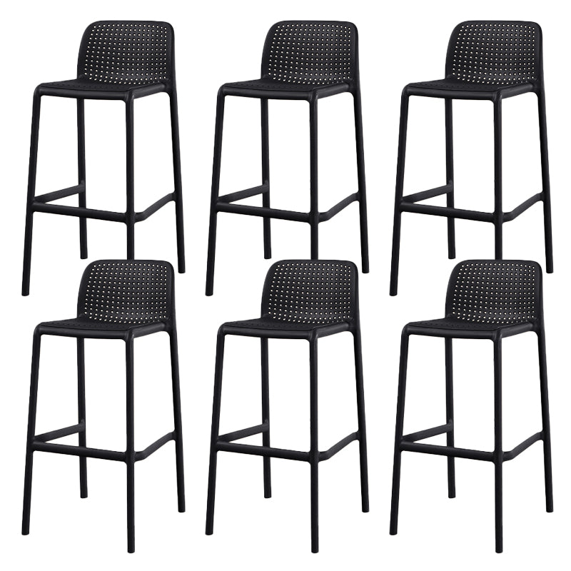 Contemporary Low Back Plastic Armless Bar Stool with Footrest