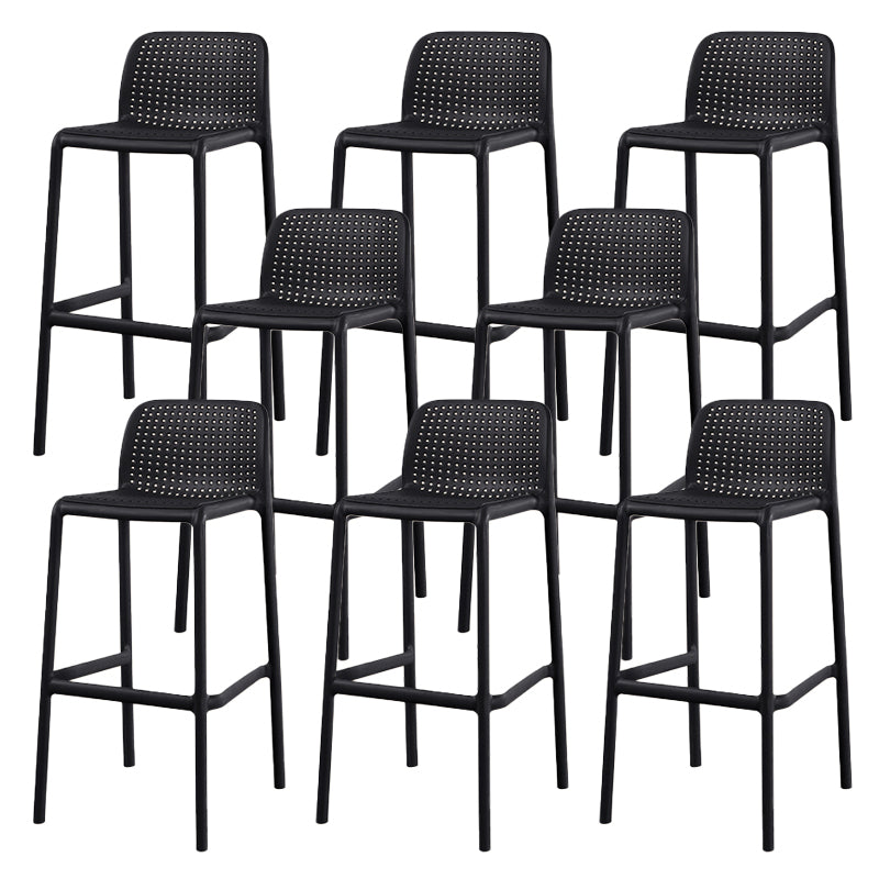Contemporary Low Back Plastic Armless Bar Stool with Footrest